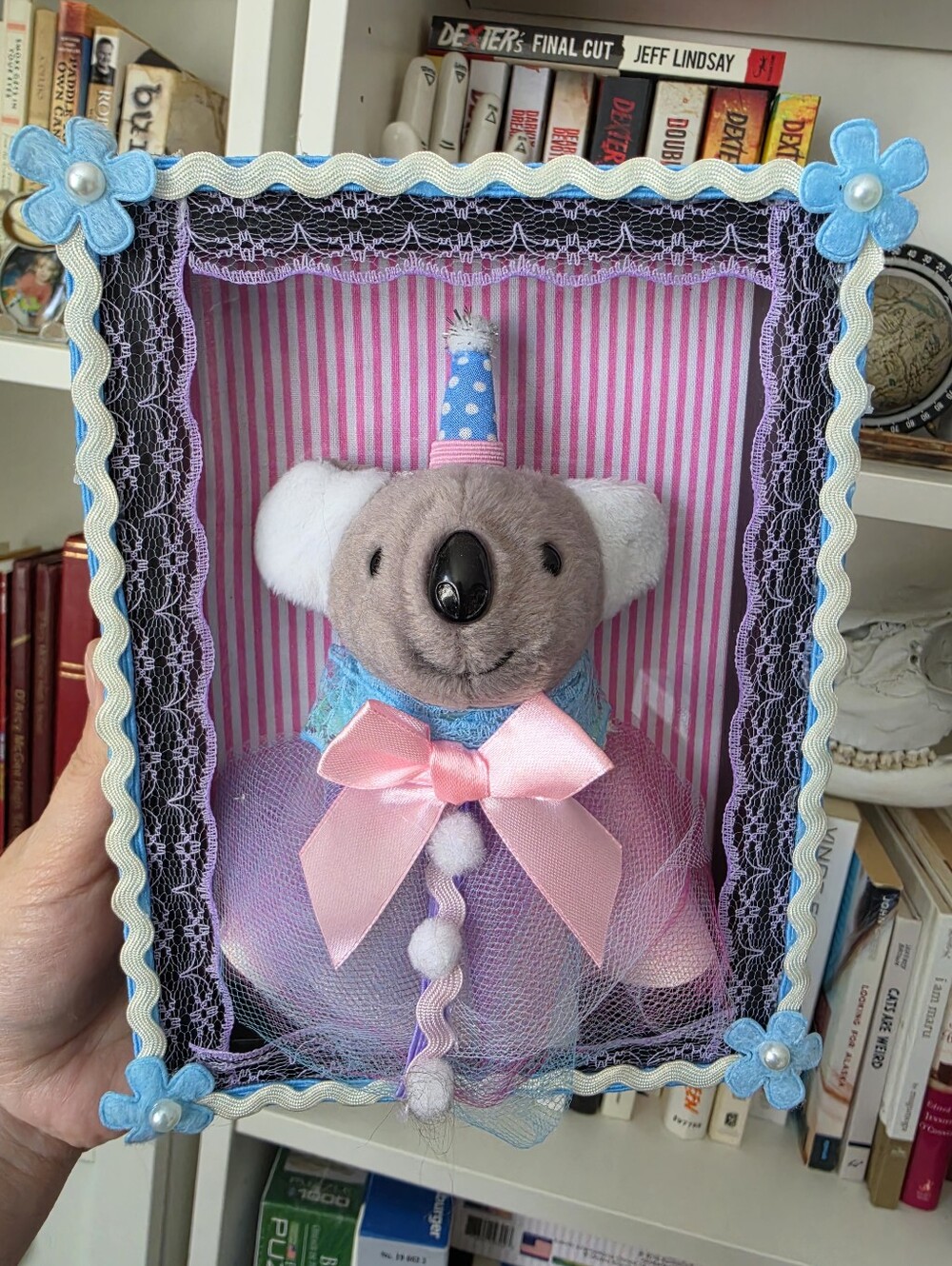 Handmade Pink & Lavender Tulle Koala Shadow Box Plush